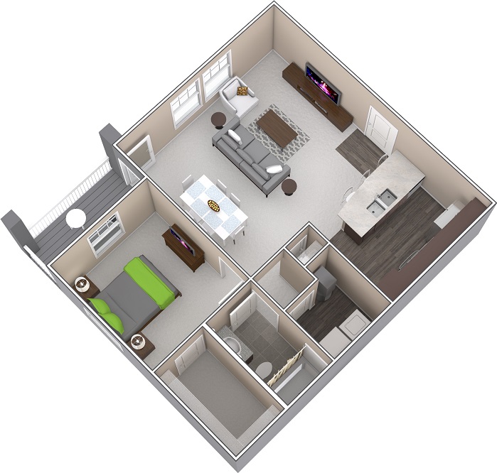 1BD-1BA Floor Plan