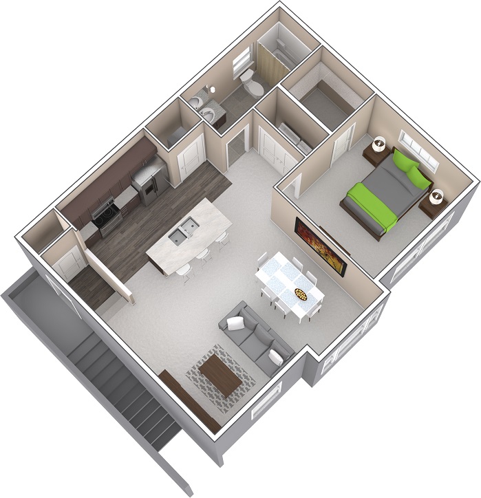 1BD-1BA Floor Plan
